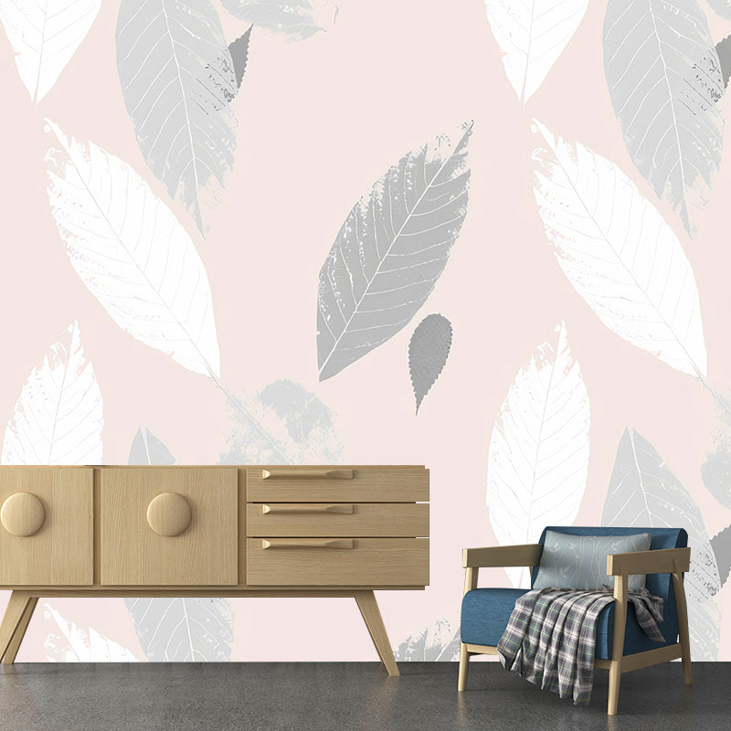 Frendorf | Illustration Feder Wandmural Vollformat Wandkunst für das Schlafzimmer von Mädchen in Rosa, Maßgeschneidert