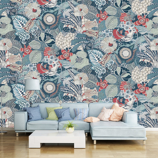 Frendorf | Blühende Blumen Wandtattoo in Grün und Rot, Luxuriöse Wandkunst für Akzentwand