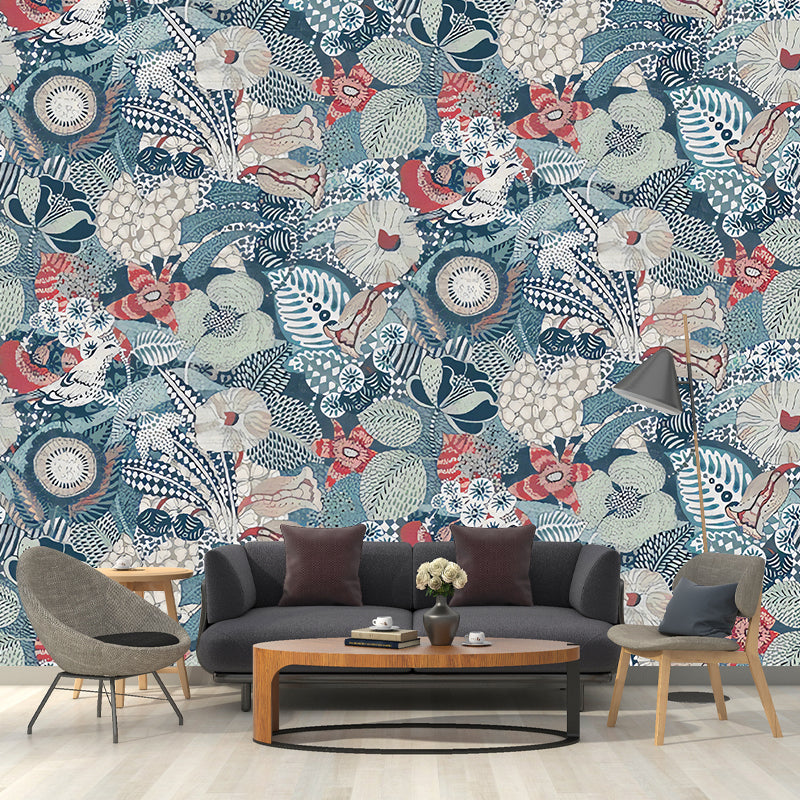 Frendorf | Blühende Blumen Wandtattoo in Grün und Rot, Luxuriöse Wandkunst für Akzentwand