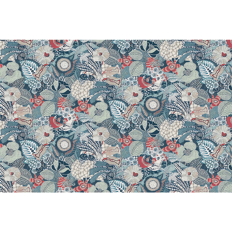 Frendorf | Blühende Blumen Wandtattoo in Grün und Rot, Luxuriöse Wandkunst für Akzentwand