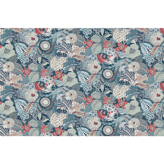 Frendorf | Blühende Blumen Wandtattoo in Grün und Rot, Luxuriöse Wandkunst für Akzentwand