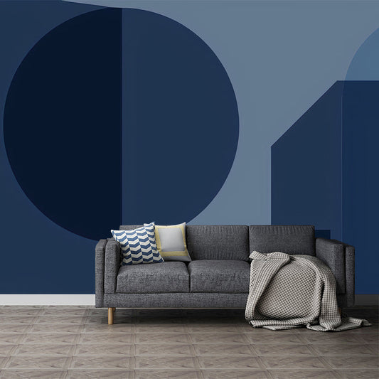 Frendorf | Blaue Kreis Wandbemalung Aufkleber Fleckenresistente Wandverkleidung für Wohnzimmerdekoration
