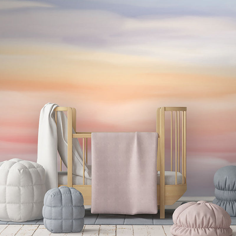 Whole Illustration Zeitgenössisches Wandbild für Akzentwand mit Wolke in Pink und Orange