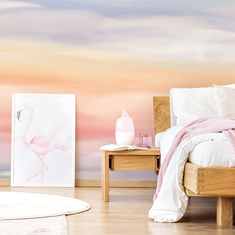Whole Illustration Zeitgenössisches Wandbild für Akzentwand mit Wolke in Pink und Orange