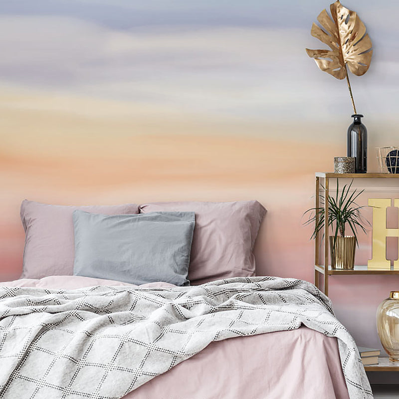 Whole Illustration Zeitgenössisches Wandbild für Akzentwand mit Wolke in Pink und Orange