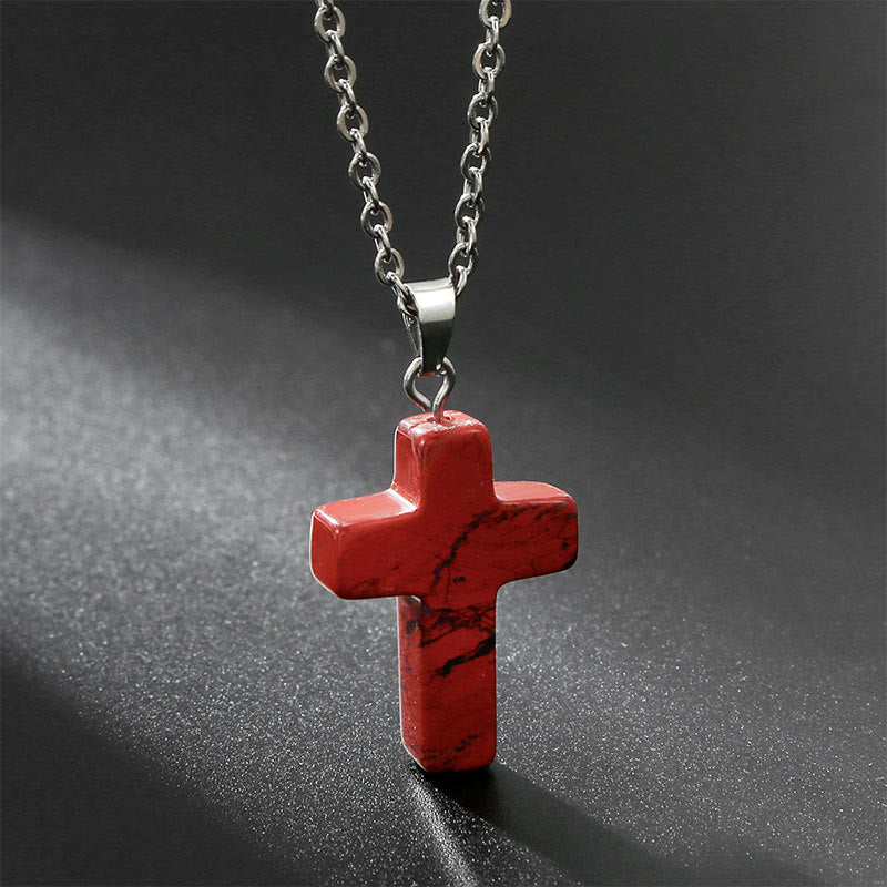 Frendorf | Halskette mit Kreuz aus natürlichen Edelsteinen – Seraphina