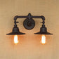 Frendorf | Flared Shade Schlafzimmer Wandlampe Wandleuchte Industrie Metall 2 Lichter Schwarze Oberfläche Wandmontierte Leuchte