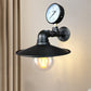 Frendorf | 1 Glühbirne Flared Wandbeleuchtung mit Gauge Deco Vintage Industrie Schwarz/Wetterschutz Kupfer Metallisch Sconce Lampe