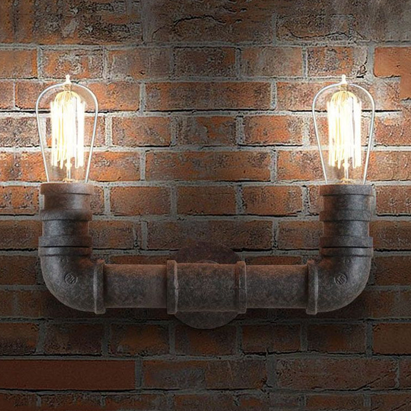 Frendorf | Farmhouse U-vormige Wandlampverlichting met Pijp 2 Lichten Gesmeed IJzeren Wandverlichting in Weerbared Brons