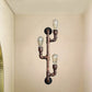 Frendorf | Warehouse Waterpijp Wandlamp met Blootgestelde Gloeilamp 2/3 Lichten IJzeren Wandlamp in Verweerd Koper
