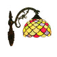 Frendorf | Fishscale Gevlekt Kunstglas Wandlamp Tiffany 1 Lamp Messing Wandlamp Licht met Gebogen Arm