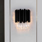 Frendorf | 2 Lichter Flush Mount Wand Sconces Mid Century Röhren Metall Wandlampe in Schwarz mit Schnittkristall Tropfen