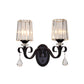 Frendorf | 1/2-Licht Klar Prismen Kristall Wandleuchte Moderne Schwarze Zylinder Wohnzimmer Wandmontage Lampe