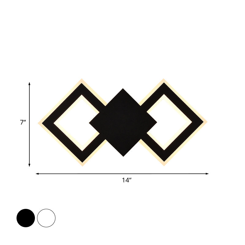 Schwarz/Weiß Rhombus Wandbeleuchtung Idee Nordic LED Metall Wandleuchte Leuchte für Schlafzimmer, Weiß/Warmes Licht