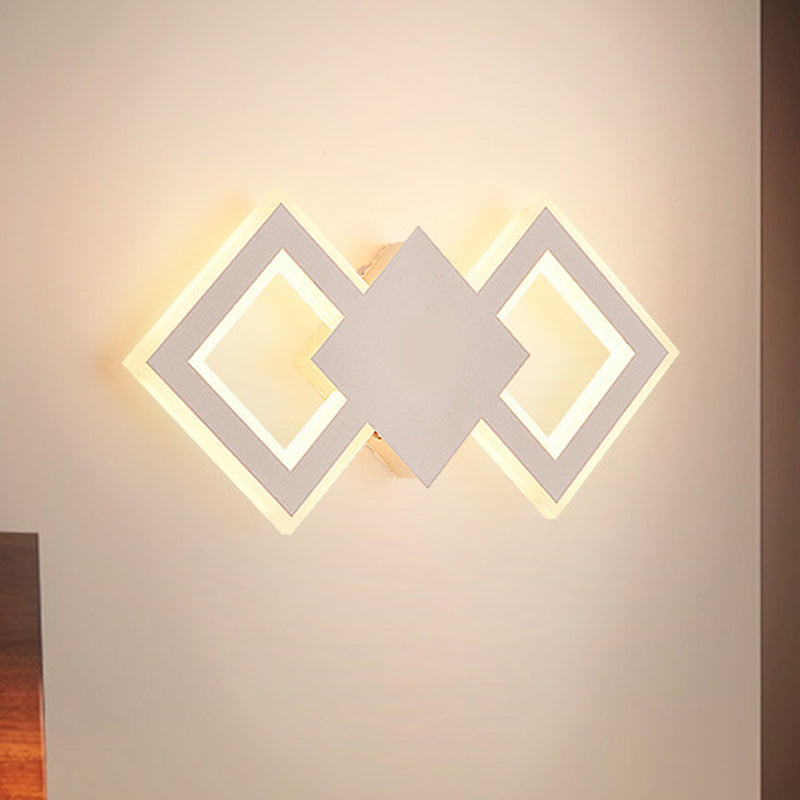 Schwarz/Weiß Rhombus Wandbeleuchtung Idee Nordic LED Metall Wandleuchte Leuchte für Schlafzimmer, Weiß/Warmes Licht