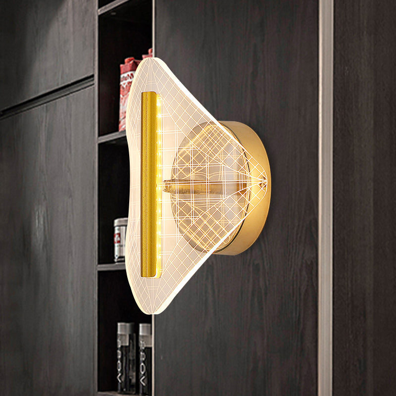 Metallic Geometrische Wandleuchte Minimal LED Gold Wandbeleuchtung Idee in Weiß/Warmlicht für das Wohnzimmer