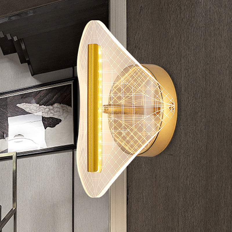 Metallic Geometrische Wandleuchte Minimal LED Gold Wandbeleuchtung Idee in Weiß/Warmlicht für das Wohnzimmer