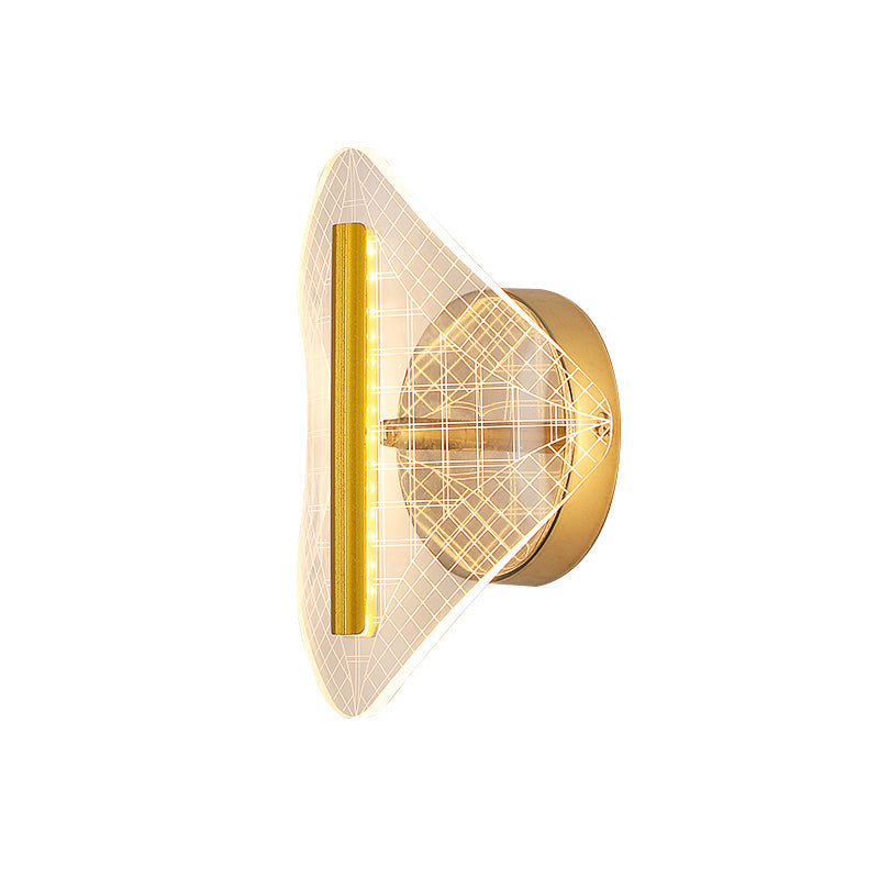 Metallic Geometrische Wandleuchte Minimal LED Gold Wandbeleuchtung Idee in Weiß/Warmlicht für das Wohnzimmer