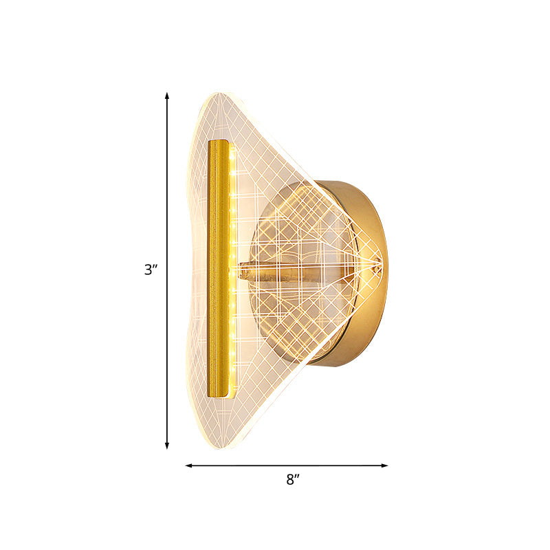 Metallic Geometrische Wandleuchte Minimal LED Gold Wandbeleuchtung Idee in Weiß/Warmlicht für das Wohnzimmer