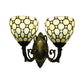 Frendorf | Restaurant Grid Shade Sconce Licht Glas 2 Koppen Tiffany Vintage Beige Wandlamp in Beige
