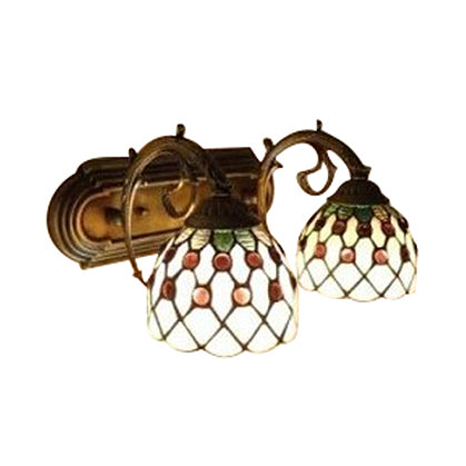 Frendorf | Tiffany Lattice Bowl Wandlamp Kunstglas 2 Lampen Witte Wandlicht met Gebogen Arm voor Gang
