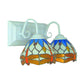 Frendorf | Tiffany Brown Wandlamp mit Libellenmuster 2 Glühbirnen Buntglas Wandlicht für Esszimmer