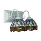 Frendorf | Tiffany Brown Wandlamp mit Libellenmuster 2 Glühbirnen Buntglas Wandlicht für Esszimmer