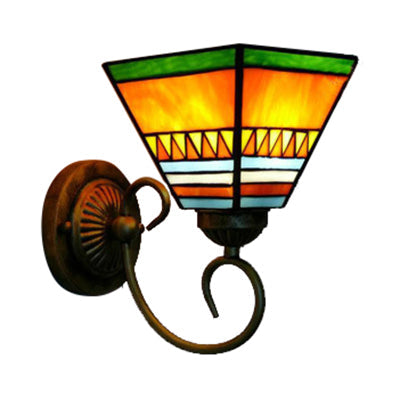 Frendorf | Tiffany Rustieke Ambachtsman Wandlamp 1 Kop Gevlamd Glas Wandlamp in Oranje voor Hotel
