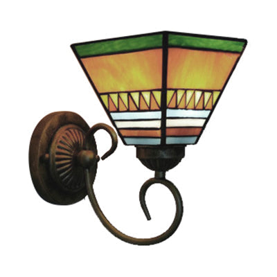 Frendorf | Tiffany Rustieke Ambachtsman Wandlamp 1 Kop Gevlamd Glas Wandlamp in Oranje voor Hotel