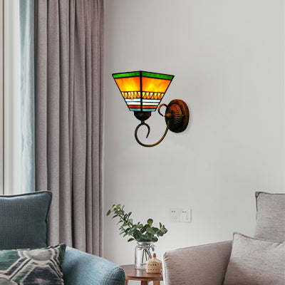 Frendorf | Tiffany Rustieke Ambachtsman Wandlamp 1 Kop Gevlamd Glas Wandlamp in Oranje voor Hotel