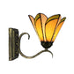 Frendorf | Gelbe konische Wandlampe 1 Kopf Tiffany-Glas-Wandleuchte in Antikbronze für das Arbeitszimmer