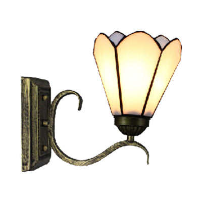 Frendorf | Cone Boekwinkel Wandlamp Kunstglas 1 Kop Tiffany Eenvoudige Stijl Wandlamp Licht in Witte Afwerking