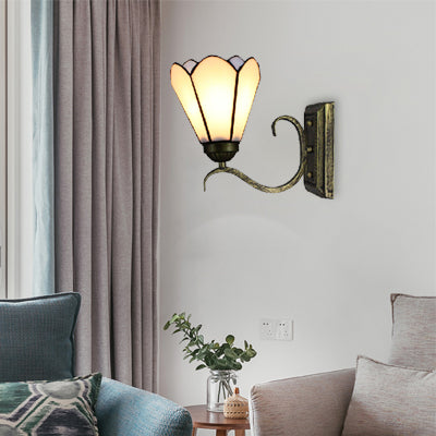 Frendorf | Cone Boekwinkel Wandlamp Kunstglas 1 Kop Tiffany Eenvoudige Stijl Wandlamp Licht in Witte Afwerking