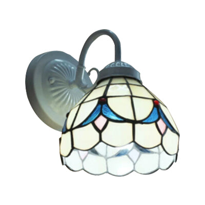 Frendorf | Witte Glas Koepel Wandlamp Tiffany 1 Hoofd Muurmontage Licht voor Woonkamer