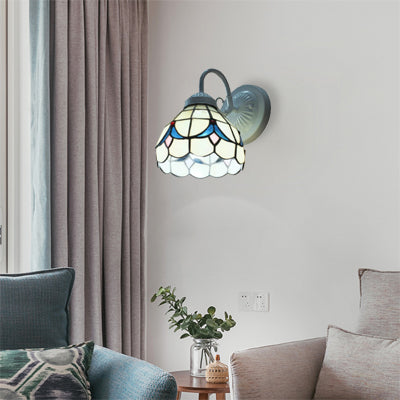 Frendorf | Witte Glas Koepel Wandlamp Tiffany 1 Hoofd Muurmontage Licht voor Woonkamer