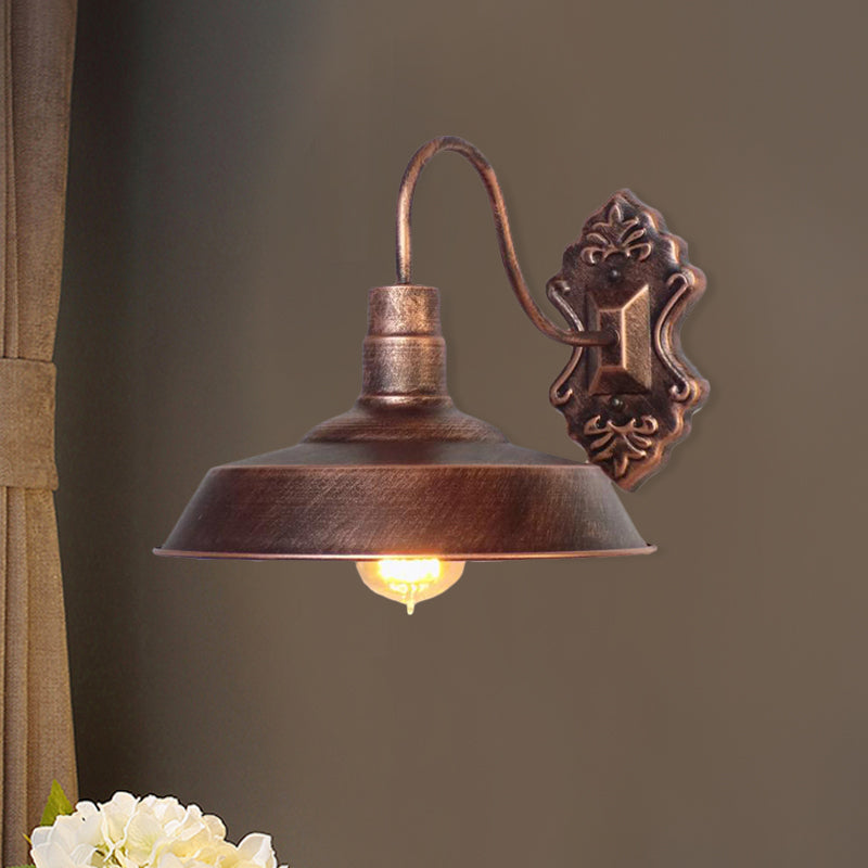 Frendorf | 1 Licht Scheune Wandmontage Licht Antieke Stijl Koper/Roest Smeedijzeren Wandlamp voor Balkon