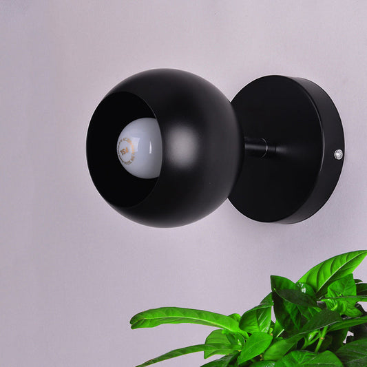 Frendorf | Metallische schwarze Ausführung Wandbeleuchtung Ballschirm 1 Licht Retro Industrie Wandlampe für Schlafzimmer