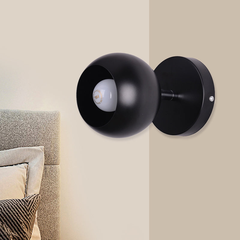 Frendorf | Metallische schwarze Ausführung Wandbeleuchtung Ballschirm 1 Licht Retro Industrie Wandlampe für Schlafzimmer