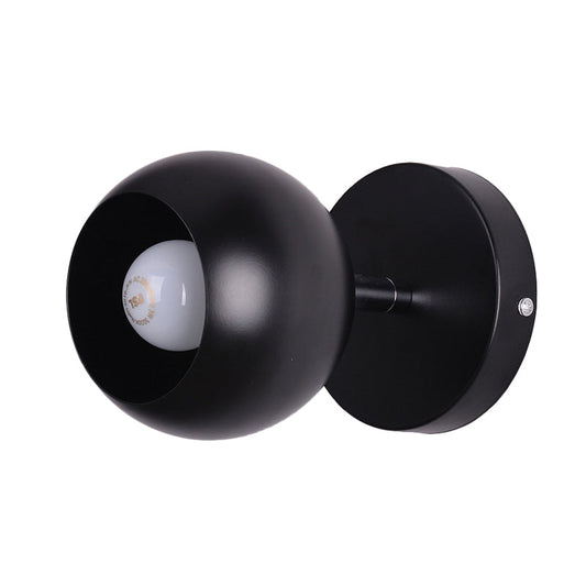 Frendorf | Metallische schwarze Ausführung Wandbeleuchtung Ballschirm 1 Licht Retro Industrie Wandlampe für Schlafzimmer