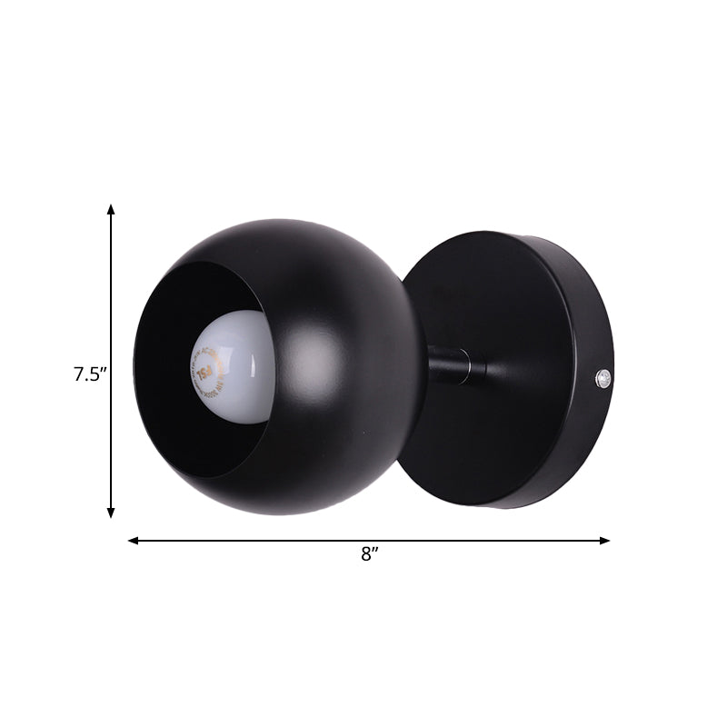 Frendorf | Metallische schwarze Ausführung Wandbeleuchtung Ballschirm 1 Licht Retro Industrie Wandlampe für Schlafzimmer