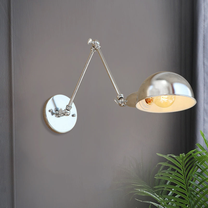 Frendorf | Gewölbte Metall Wandleuchte Industriestil 1 Licht Schlafzimmer Wandlampe mit Schwenkarm in Chrom