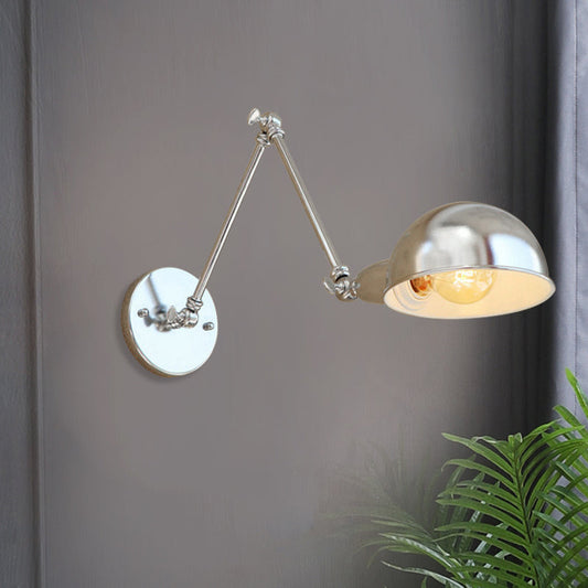 Frendorf | Gewölbte Metall Wandleuchte Industriestil 1 Licht Schlafzimmer Wandlampe mit Schwenkarm in Chrom