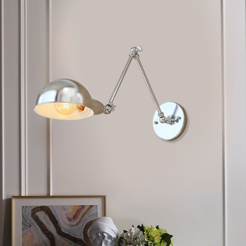 Frendorf | Gewölbte Metall Wandleuchte Industriestil 1 Licht Schlafzimmer Wandlampe mit Schwenkarm in Chrom