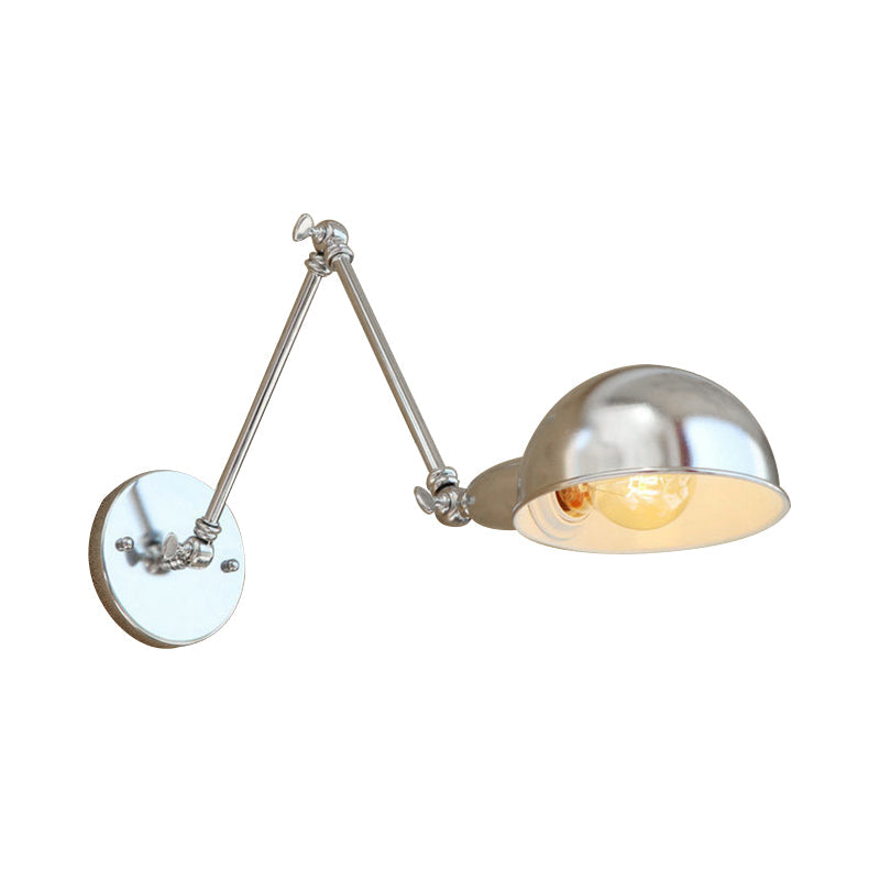 Frendorf | Gewölbte Metall Wandleuchte Industriestil 1 Licht Schlafzimmer Wandlampe mit Schwenkarm in Chrom