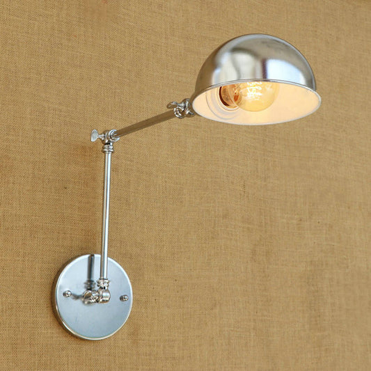 Frendorf | Gewölbte Metall Wandleuchte Industriestil 1 Licht Schlafzimmer Wandlampe mit Schwenkarm in Chrom
