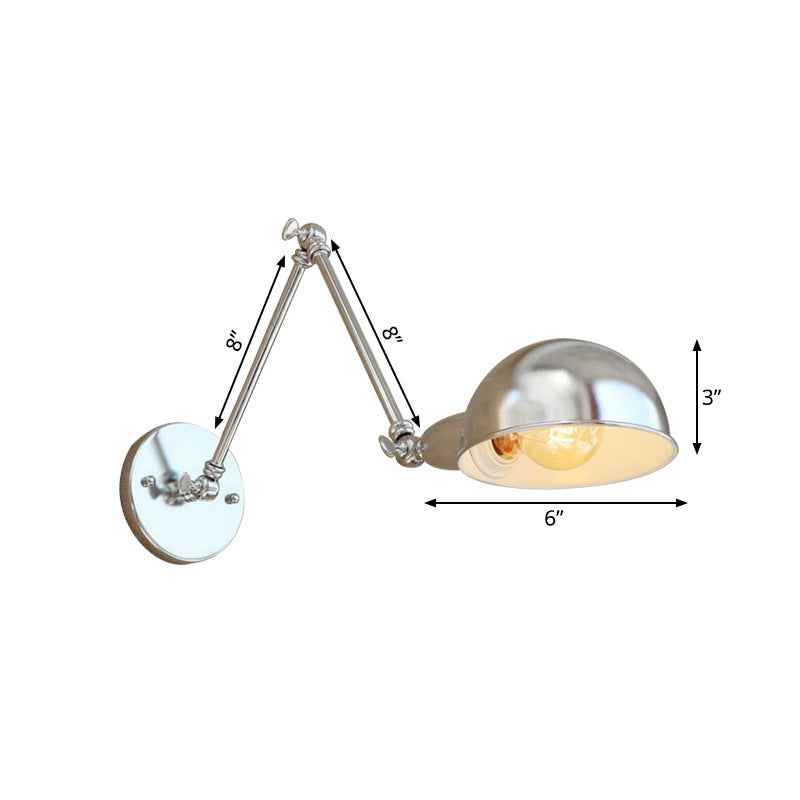 Frendorf | Gewölbte Metall Wandleuchte Industriestil 1 Licht Schlafzimmer Wandlampe mit Schwenkarm in Chrom