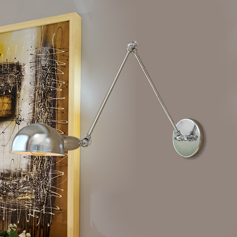 Frendorf | Gewölbte Metall Wandleuchte Industriestil 1 Licht Schlafzimmer Wandlampe mit Schwenkarm in Chrom