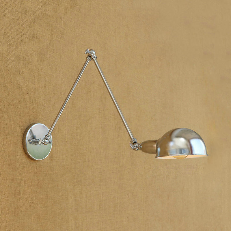 Frendorf | Gewölbte Metall Wandleuchte Industriestil 1 Licht Schlafzimmer Wandlampe mit Schwenkarm in Chrom
