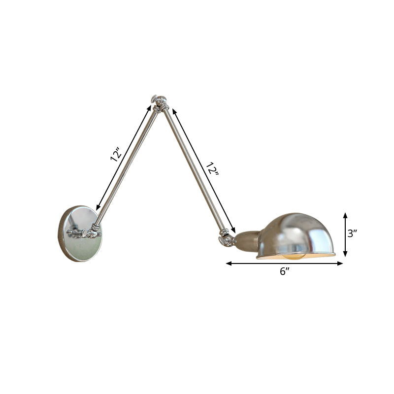 Frendorf | Gewölbte Metall Wandleuchte Industriestil 1 Licht Schlafzimmer Wandlampe mit Schwenkarm in Chrom