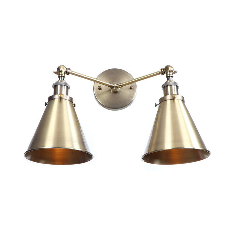 Frendorf | 2 Lichten Metalen Wandlamp Sconces Retro Stijl Zwart/Koper Conische Schaduw Restaurant Wandmontage Fitting